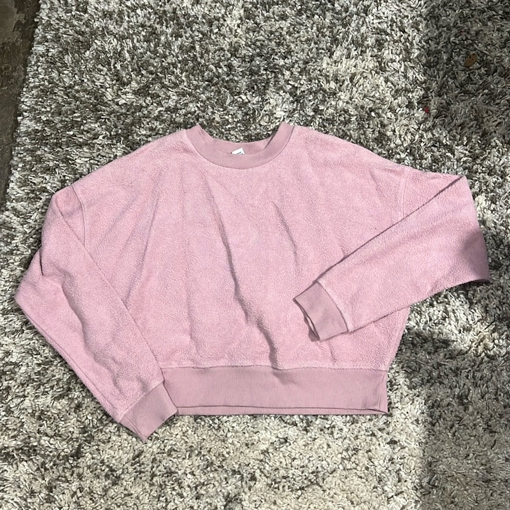 Pink terry cloth cropped sweatshirt